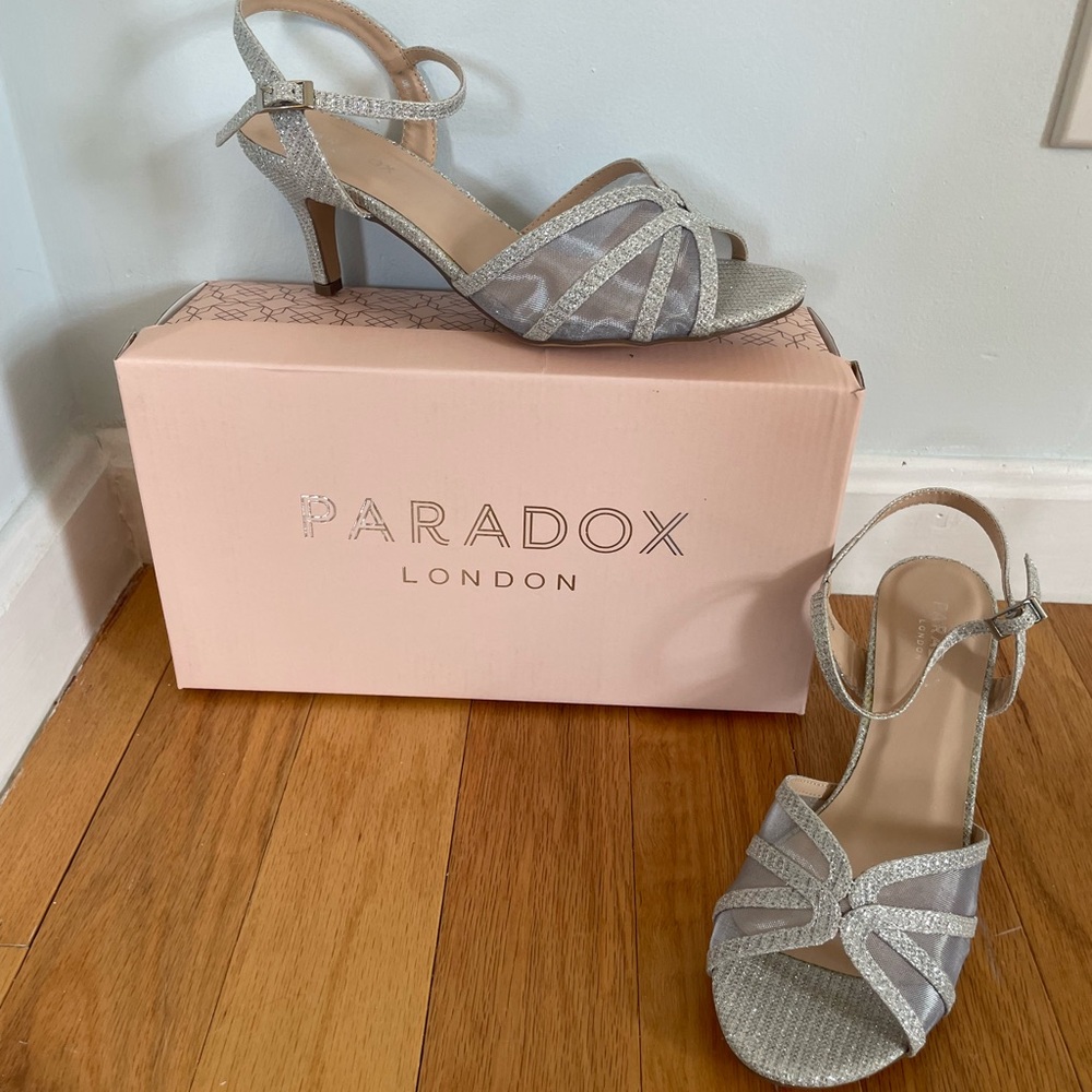 Paradox Silver Strappy Slingback Heels